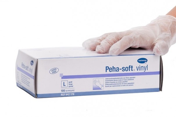 Перчатки Peha soft Vinyl (Пеха-Софт Винил) из винила без пудры, размер L, 100шт, 942172