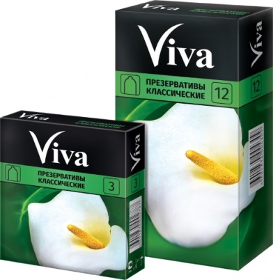 Презервативы Viva (Вива) классические прозрачные гладкие с силиконовой смазкой, 12шт