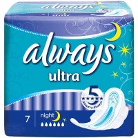 Прокладки гигиенические Always Ultra Night, ультратонкие, удлиненные, надежная защита, длина 317 мм, 7 штук в упаковке