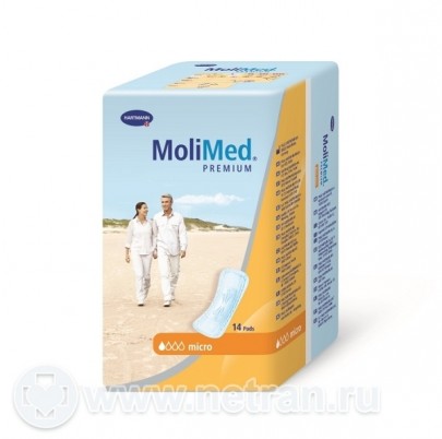 Прокладки урологические MoliMed Premium micro (МолиМед Премиум микро) тонкие женские, 1 капля, 14шт, 168624