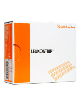 Повязка пластырная Leukostrip (Лейкострип) гипоаллергенная для закрытия и фиксации краев раны, стерильная, 6.4х76мм, 66002878