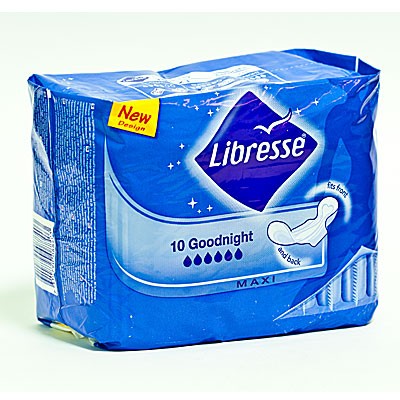 Прокладки ночные Либресс / Libresse Maxi Goodnight защищает от протекания, толстые, впитываающие гранулы 10шт