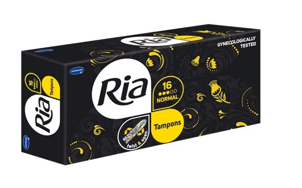 Тампоны гигиенические Ria Tampons Normal, восьмигранная форма с желобками, закруглёное окончание, упаковка 16шт, 709216