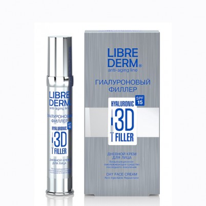 Крем для лица дневной Либридерм / Librederm, гиалуроновый 3D филлер, для уменьшения морщин SPF15, фл.30 мл.