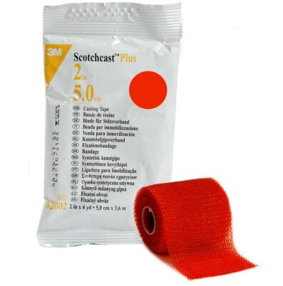 Бинт Scotchcast plus (Скотчкаст плюс) красный, жесткий, иммобилизирующий, полимерный, 5 см х 3,6м, 82002R