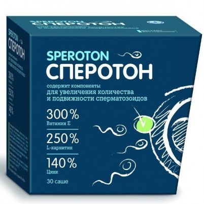 Сперотон стимулирует сперматогенез, повышает концентрацию сперматозоидов и их подвижность, без гормонов, 5г, 30шт