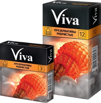 Презервативы ребристые Viva / Вива, с накопителем, цилиндрические, прозрачные, с силиконовой смазкой, 3 шт