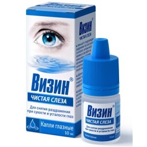 Капли глазные Визин чистая слеза улучшат стабильность слезной пленки, снимут сухость, флакон 10мл