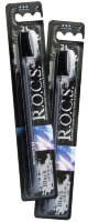 Зубная щетка Rocs Black Edition (Рокс Блэк Эдишн) средней жесткости, черная, 1шт