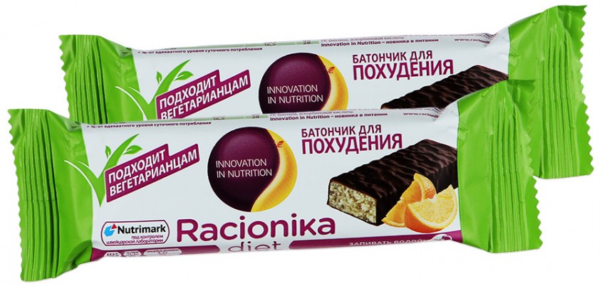 Батончик витаминный Рационика Диет (Racionika diet) апельсин, постный, богат аминокислотами, подавляет аппетит, 50г