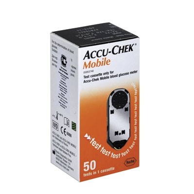 Тест - кассета для глюметров Accu-Chek Mobilе, лента автоматически перематывается, легко меняется, 50 тестов на ленте