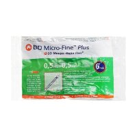 Шприц инсулиновый BD Micro-Fine Plus (Микро-Файн Плюс) 0.5мл U-100 с иглой 0.25х6мм (31G), 10шт, 324904