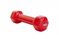 Гантель Bradex / Брадекс обрезиненная 1 кг, красная, стильный дизайн, для фитнеса и силовых тренировок, SF0159