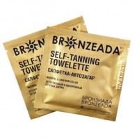 Салфетка - автозагар для лица и тела Bronzeada, натуральное волокно, обогащена витамином Е, для всех типов кожи, 4 штуки