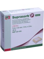 Повязка губчатая Suprasorb P (Супрасорб П) полиуретановая самоклеящаяся, 7.5х7.5см, 10шт, 20416