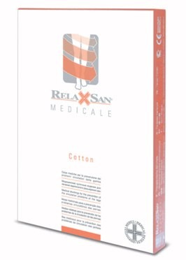 Чулки Relaxsan Medicale Cotton 2-го класса компрессии с хлопком гипоаллергенные непрозрачные с открытым носком, M2070A