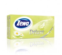 Платки носовые бумажные Зева / Zewa делюкс с ароматом ромашки, трехслойный, мягкий, прочный, упаковка 10х10шт