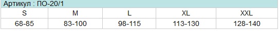Бандаж абдоминальный ПО-20 таблица размеров