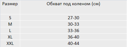 Таблица размеров бандажа коленного Orlett RKN202