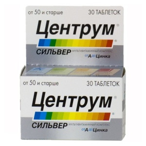 Центрум сильвер от A до Zn источник витаминов и минеральных веществ для лиц старше 50 лет, 30шт