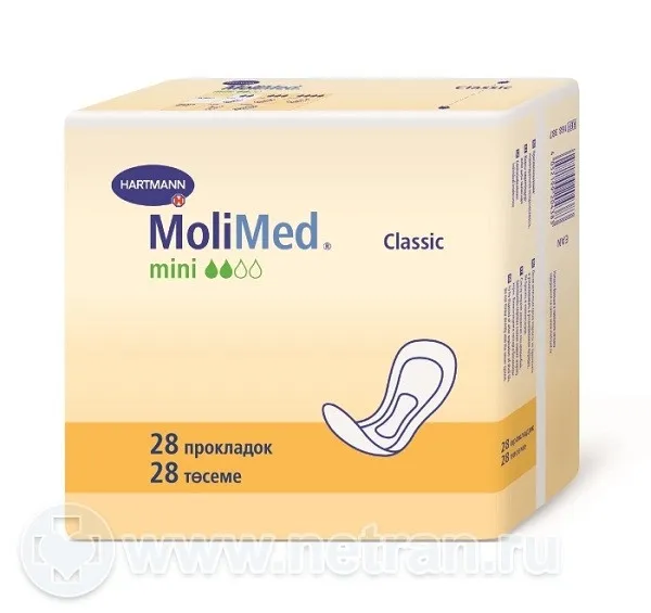 Прокладки урологические женские MoliMed Classic mini (МолиМед Классик мини) ультратонкие 3мм, 28 штук, 168387