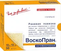 Повязка Воскопран антимикробная пропитана 5%-й мазью, сетчатая, 10х10см