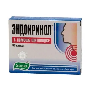 Эвалар эндокринол улучшает функциональное состояние щитовидной железы, нормализует обмен веществ, 30шт