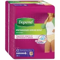 Впитывающее нижнее белье Depend (Депенд) трусы для женщин 7 капель удержат влагу и запах в течение всего дня, L-XL, 9шт