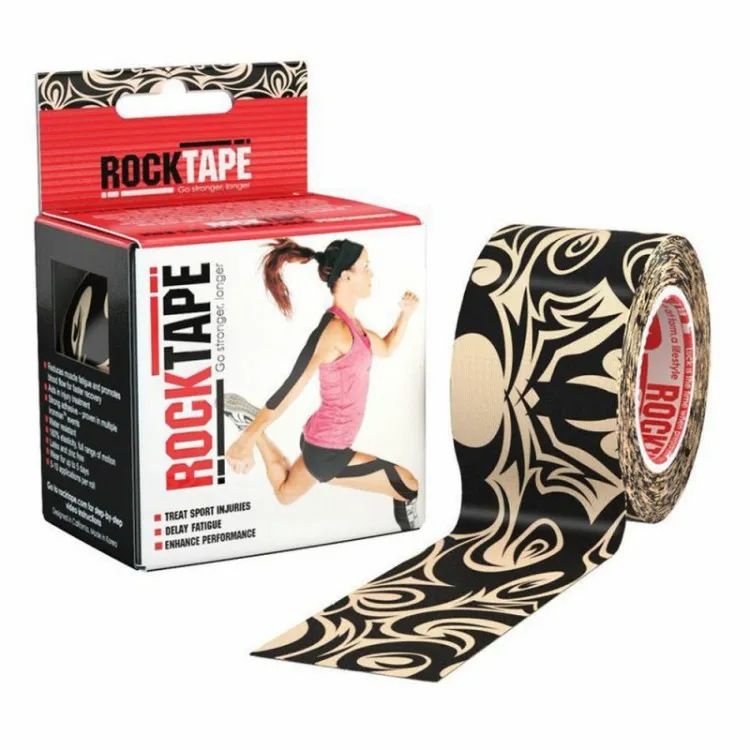 Кинезио Тейп Rocktape Design ускоряет восстановление, носится до 7 дней, с узором под тату, 5см×5м