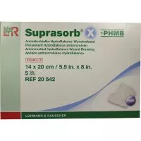Повязка Suprasorb X с PHMB (Супрасорб Х с 0.3% раствором полигексаметилена бигуанида) антимикробная, 14х20см, 20542