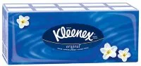Платки носовые неароматизированные Клинекс / Kleenex, белые, трехслойные, впитывает, упаковка 10 х 10 шт