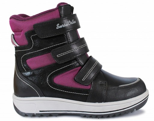 Ботинки для девочек Сурсил-Орто ортопедические зимние со съемной стелькой жестким задником, цвет черный-фуксия, A45-131