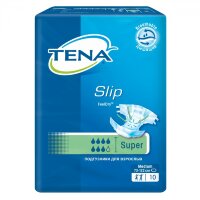 Подгузники для взрослых Tena Slip Super, размер M (средний 73-122 см), впитываемость 7 капель, 10 шт