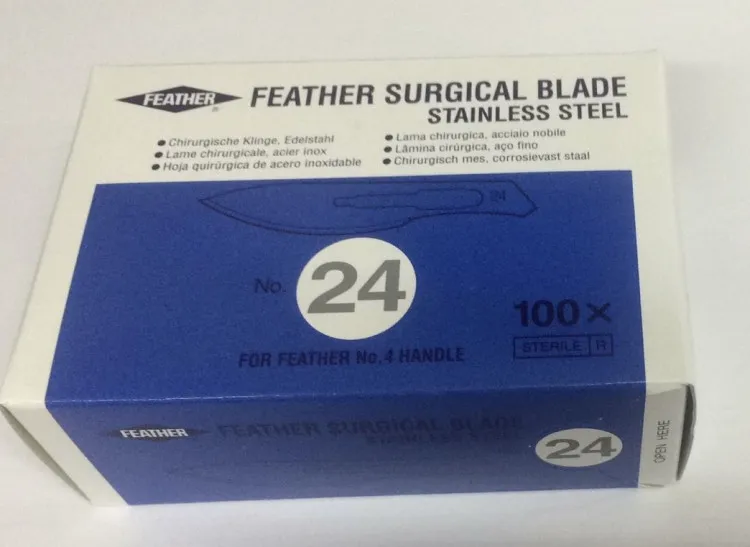 Лезвия для скальпеля Feather (Фезер) из нержавеющей стали, 100шт