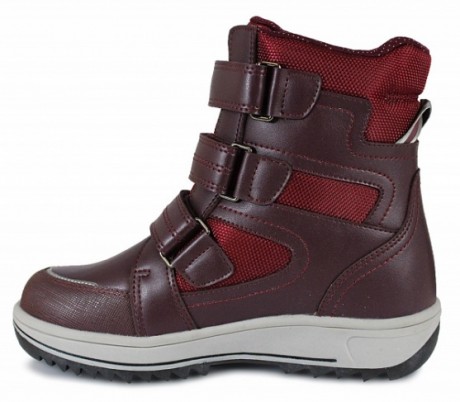 Ботинки для девочек Сурсил-Орто ортопедические зимние кожаные с жесткими берцами и застежкой липучкой, бордовые, A45-132