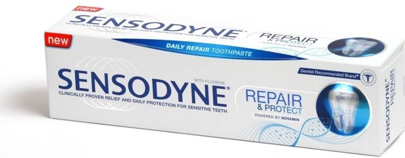 Паста зубная Sensodyne (Сенсодин) Восстановление и защита с фтором от налета и зубного камня, 75мл