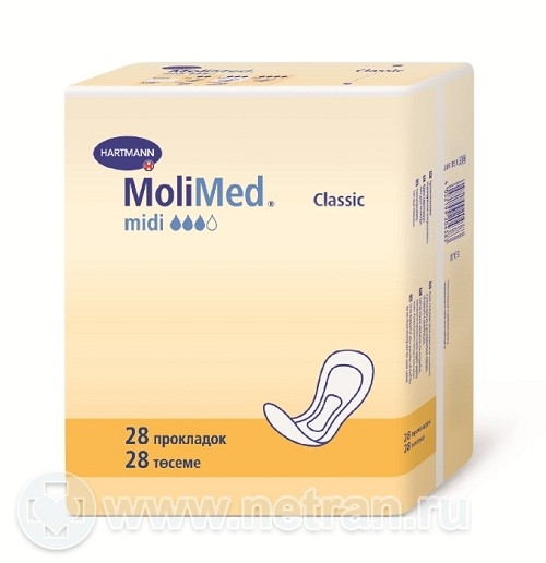 Прокладки урологические MoliMed Classic Midi (МолиМед Классик Миди) женские, впитываемость 3 капли, 28шт, 168487