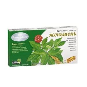 Женьшень стимулирует ЦНС, повышает умственную и физическую работоспособность, 350 мг, 30шт