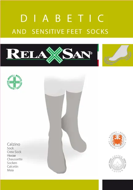 Носки диабетические Relaxsan Diabetic Socks Crabyon с хлопком и крабовой нитью (без компрессии, резинки и швов) 560