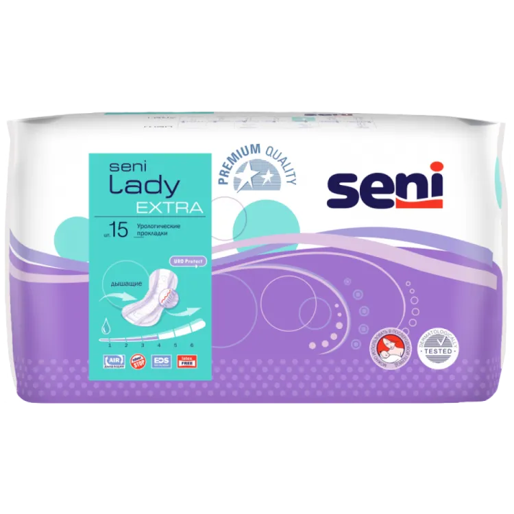 Прокладки урологические Seni Lady Extra (Сени Леди Экстра) дышащие с высокой впитываемостью, 15шт