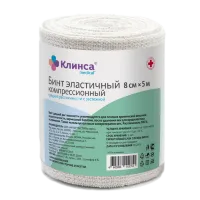 Бинт эластичный Клинса Интекс-Лайт компрессионный средней растяжимости с застежкой, 8см х5м