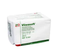Салфетки Фливасофт (Vliwasoft) нестерильные впитывающие 4-х слойные нетканые, 7.5х7.5см, 100шт, 12081