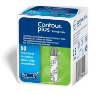 Тест-полоски Контур плюс (Contour Plus) для глюкометра, 50шт в упаковке