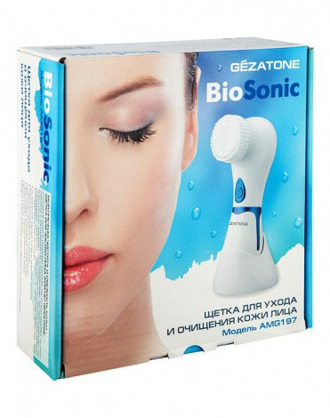 Массажер - щеточка для лица Gezatone Bio Sonic, для ежедневного умывания и глубокого очищения пор от загрязнений, AMG197