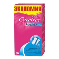 Салфетки ежедневные неароматизированные Кэфри / Carefree Flexiform, гибкие, со сгибом по бокам, упаковка 30шт