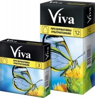Презервативы Viva / Вива, ультратонкие, с накопителем, цилиндрические, прозрачные, гладкие, упаковка 12 шт