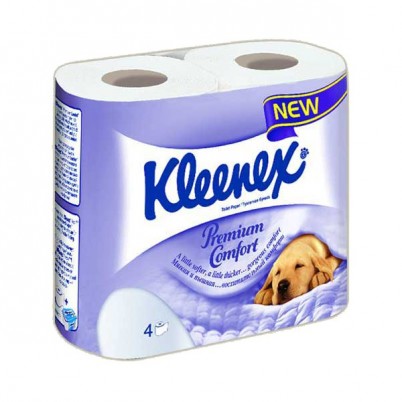Бумага туалетная Клинекс / Kleenex премиум комфорт, белая без ароматизатора, мягкая, воздушная, упаковка 4шт