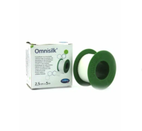 Пластырь Омнисилк (Omnisilk) фиксирующий из искусственного шёлка для повязок, белый размером 2.5см х 5м, 900431