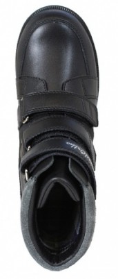 Ботинки для мальчиков Сурсил-Орто ортопедические демисезонные кожаные с уплотненным задником на липучках, черные, 23-290
