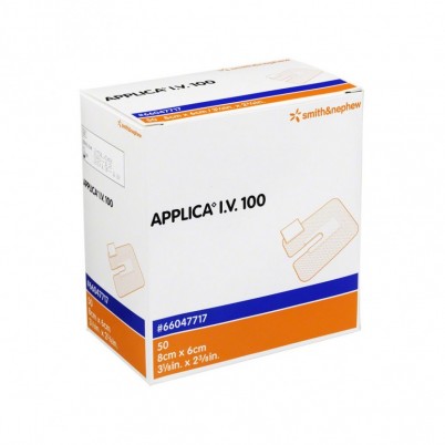 Повязка пленочная Applica I.V. 100 для фиксация катетеров и канюль, гипоаллергенная дышащая, 6х8см, 50шт, 66047717